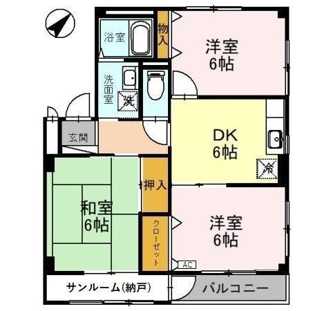 アネックス(3DK/2階)の間取り写真