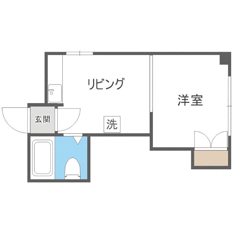 ライオネル水車町(1DK/4階)の間取り写真