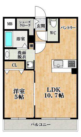 EXハイツ阿保(1LDK/3階)の間取り写真