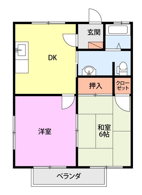 大朋ハイツ(2DK/2階)の間取り写真