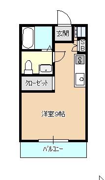 アリエスコート(ワンルーム/1階)の間取り写真