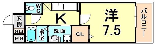 カーサミーオ(1K/2階)の間取り写真