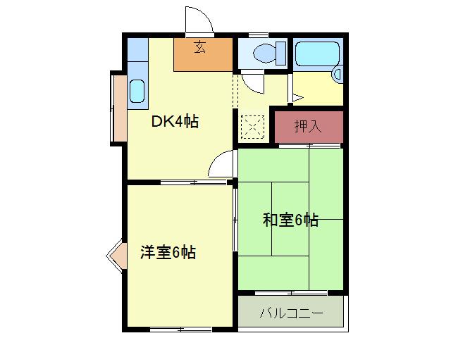 フローラルハイツ(2DK/2階)の間取り写真