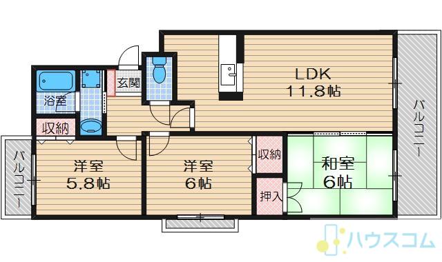 スペンドカームリー(3LDK/1階)の間取り写真