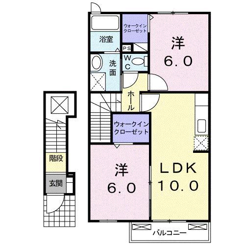 ひまわりII(2LDK/2階)の間取り写真