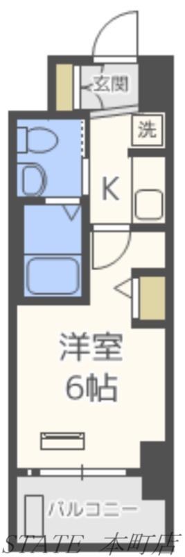 エステムコート難波IVアトリ(1K/4階)の間取り写真