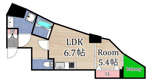 サンライズ都島(1DK/4階)の間取り写真