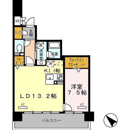 ロイヤルパークス豊洲(1LDK/4階)の間取り写真