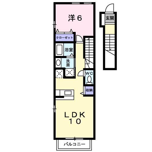 セレーノ・カーサI(1LDK/2階)の間取り写真