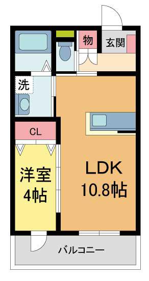 CHIARO VITA(1LDK/2階)の間取り写真