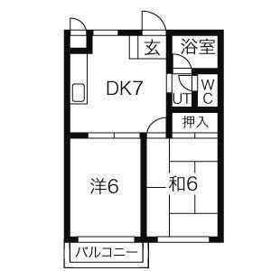本町グリーンハイツ(2DK/2階)の間取り写真