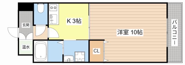 FLAT都賀山(1K/2階)の間取り写真