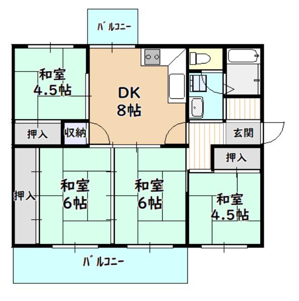 UR泉南尾崎(4LDK/2階)の間取り写真