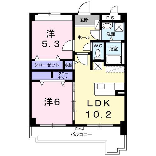 パークサイド美崎(2LDK/4階)の間取り写真