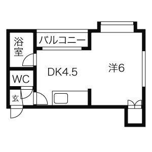 ルナグランス山鼻(1DK/1階)の間取り写真