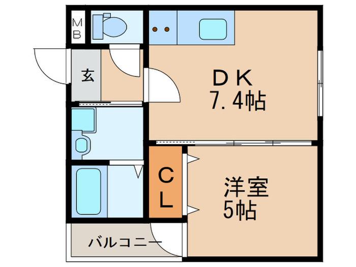 フジパレス山之内II番館(1DK/3階)の間取り写真