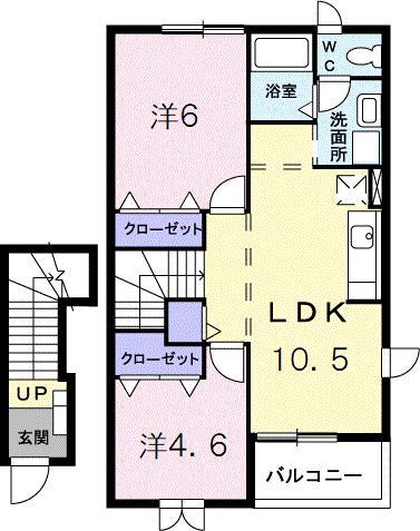 ファミーユA(2LDK/2階)の間取り写真