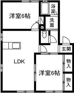 コスモB(2LDK/2階)の間取り写真