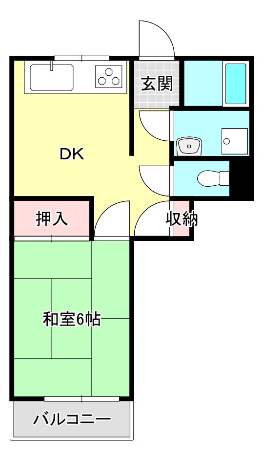 五十嵐ビル(1DK/4階)の間取り写真