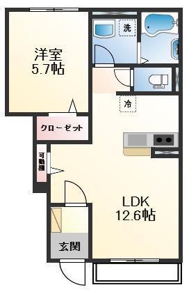 姫路市白鳥台3丁目アパート(1LDK/1階)の間取り写真