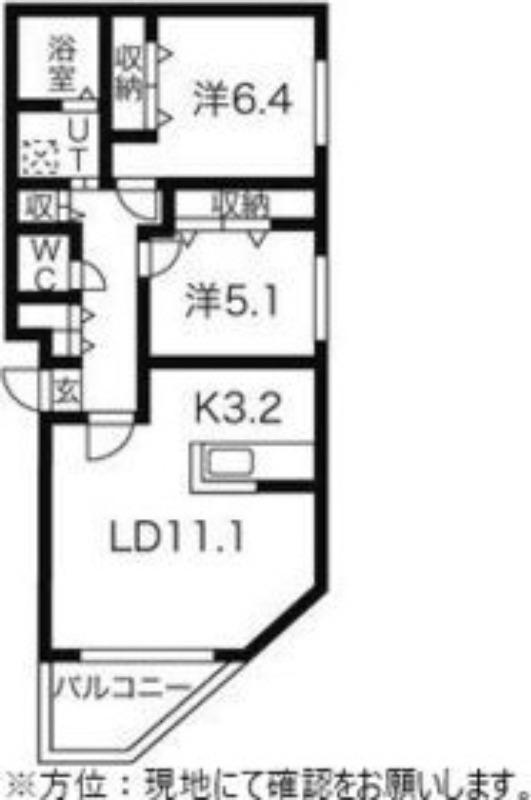 アジュールコートN5(2LDK/3階)の間取り写真