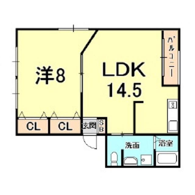 ライズ・イング西宮(1LDK/3階)の間取り写真