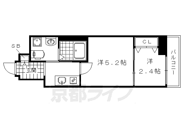ファーストフィオーレ京都西陣(2K/4階)の間取り写真