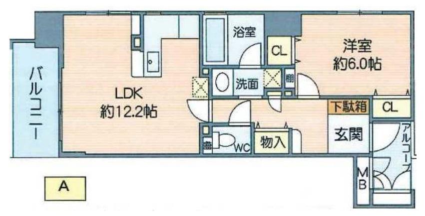 アーデン上本町(1LDK/4階)の間取り写真