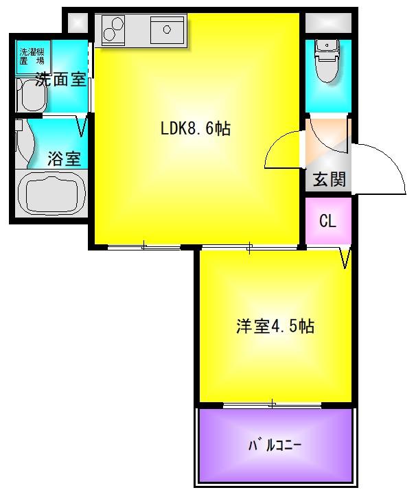 MANARIO(1LDK/3階)の間取り写真