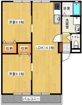 レトア古賀II(2LDK/1階)の間取り写真
