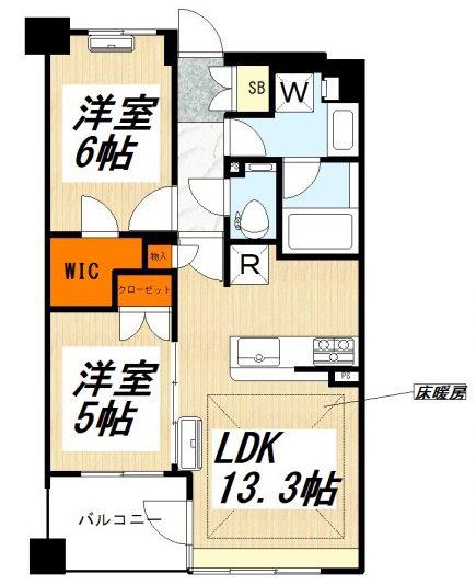 ウエリス下北沢(2LDK/2階)の間取り写真