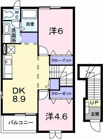 ベル メゾンI(2DK/2階)の間取り写真