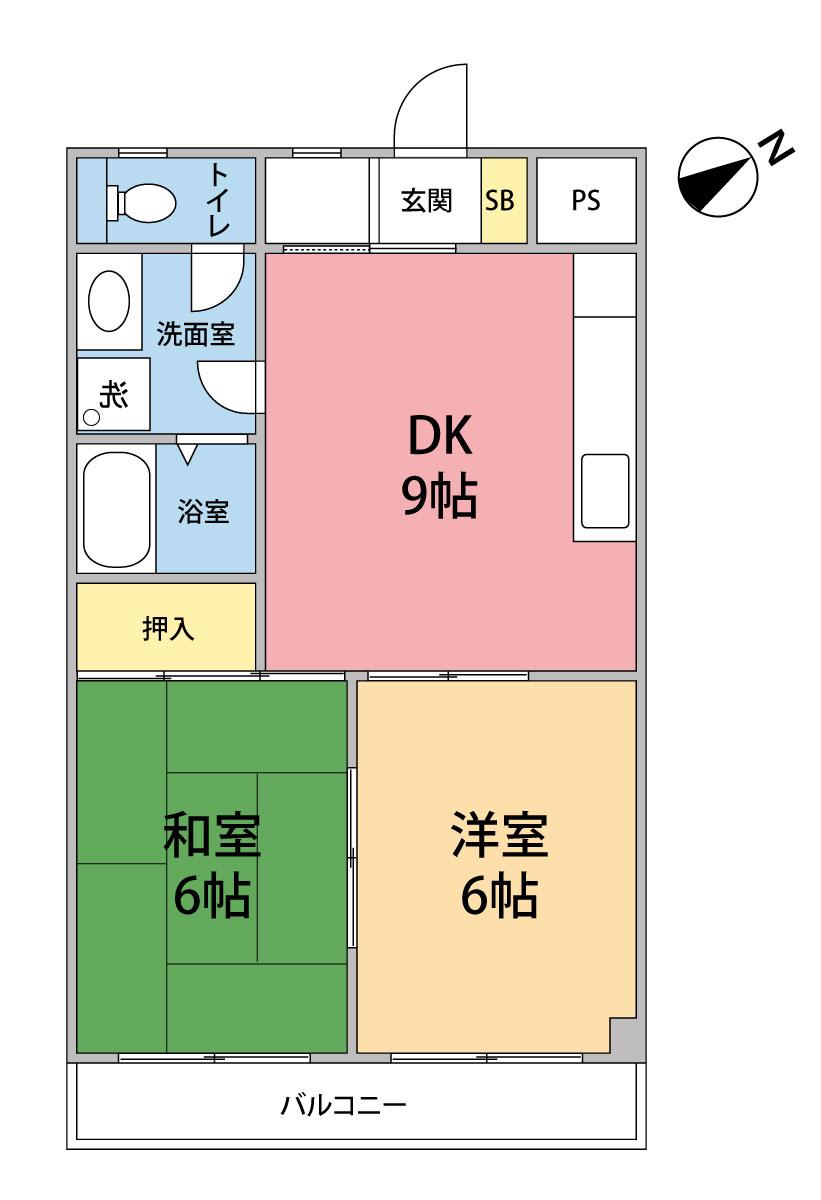 マルシンホームズ7(2DK/3階)の間取り写真