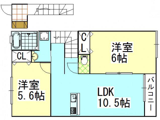 ファインII(2LDK/2階)の間取り写真