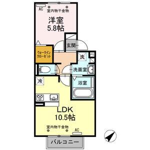 グランドエル・F C棟(1LDK/2階)の間取り写真