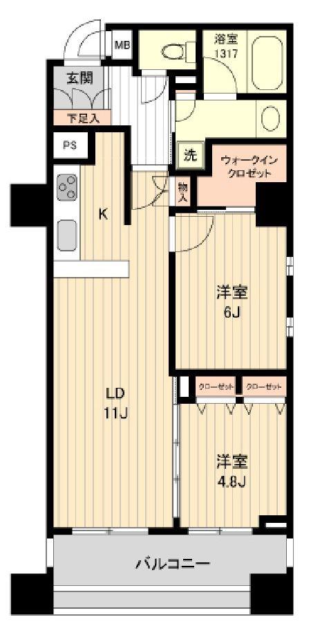 HF銀座レジデンスイースト/HF銀座レジデンスイースト(2LDK/5階)の間取り写真