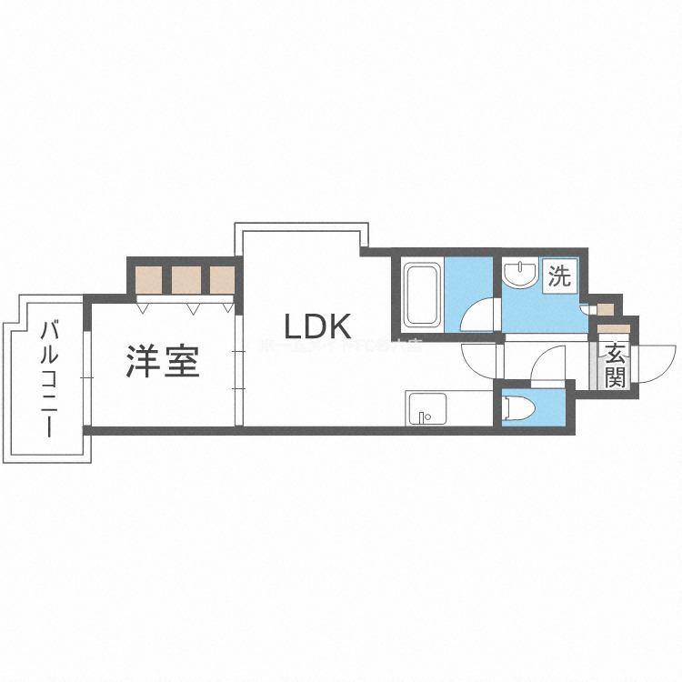 アーデン四ツ橋プライマリーワン(1LDK/6階)の間取り写真