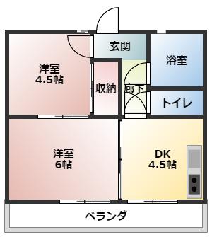 サンハイツ(2K/3階)の間取り写真