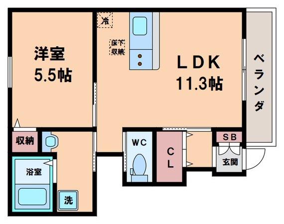 ウィングコート(1LDK/1階)の間取り写真