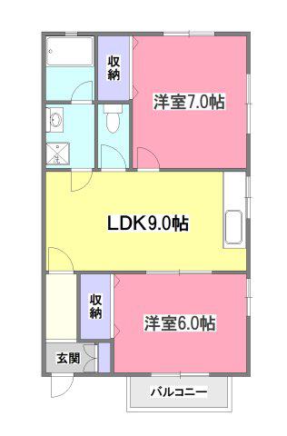 メゾン・ド・ソレイユ(2LDK/1階)の間取り写真