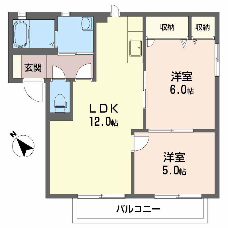 バリュージュ宮下(2LDK/2階)の間取り写真