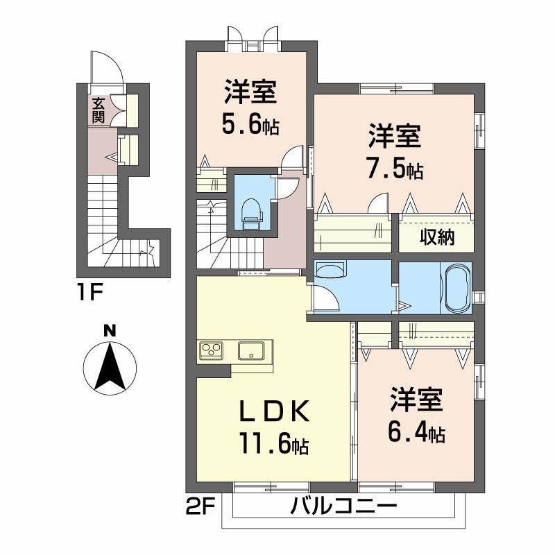 メゾン・ド・アンジュ(3LDK/2階)の間取り写真