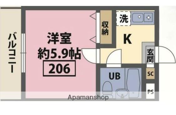 ステラ港南中央(1K/2階)の間取り写真