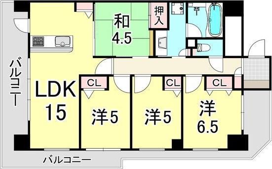 パデシオン大津レイクビュー(4LDK/4階)の間取り写真