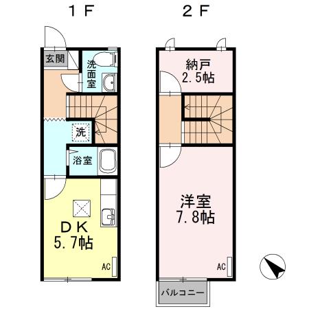 エクレール雲願寺 B棟(1SDK/1階)の間取り写真