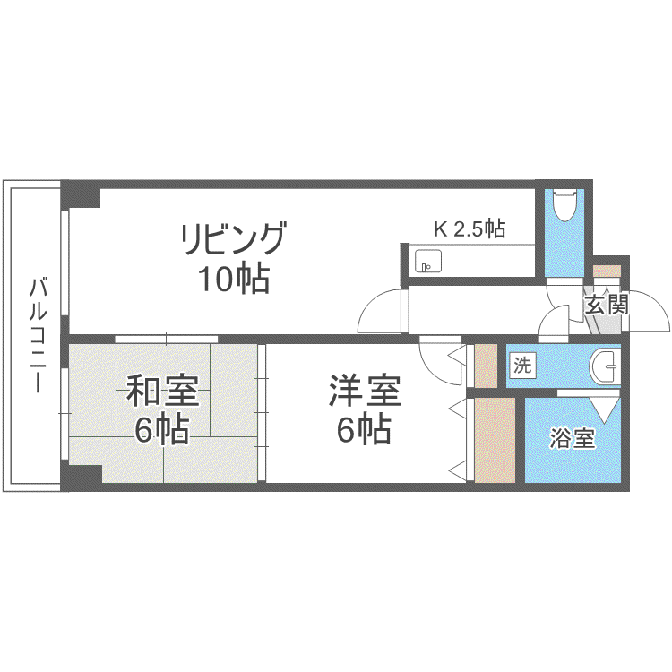 コスモ本町(2LDK/5階)の間取り写真