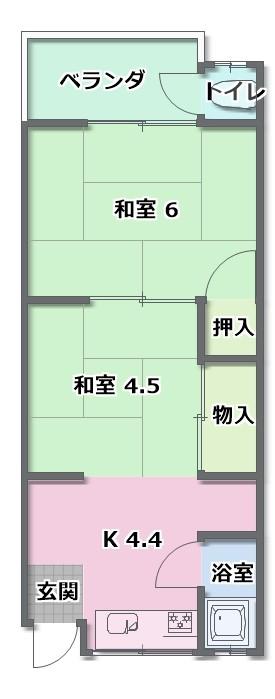 光久文化(2K/1階)の間取り写真