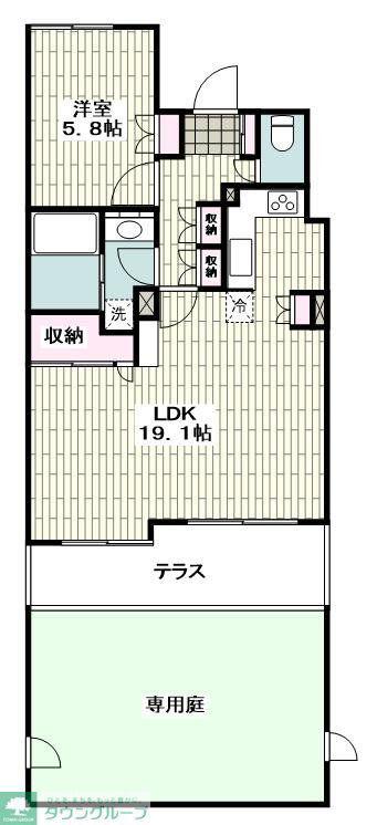 東急ドエルシーサイドコート湘南松風(1LDK/1階)の間取り写真