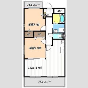 ディアコート(2LDK/3階)の間取り写真