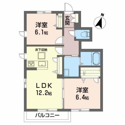 シャーメゾン白樺A(2LDK/1階)の間取り写真